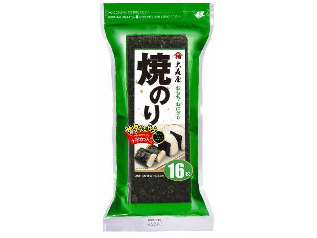おもちおにぎり用焼のり3切16枚 ※軽(ご注文単位10個)【直送品】