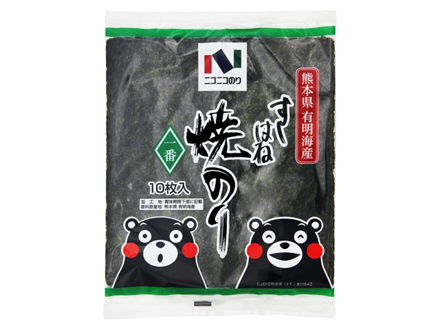 ニコニコのり熊本有明海産焼すしはね1番10枚※軽(ご注文単位10個)【直送品】