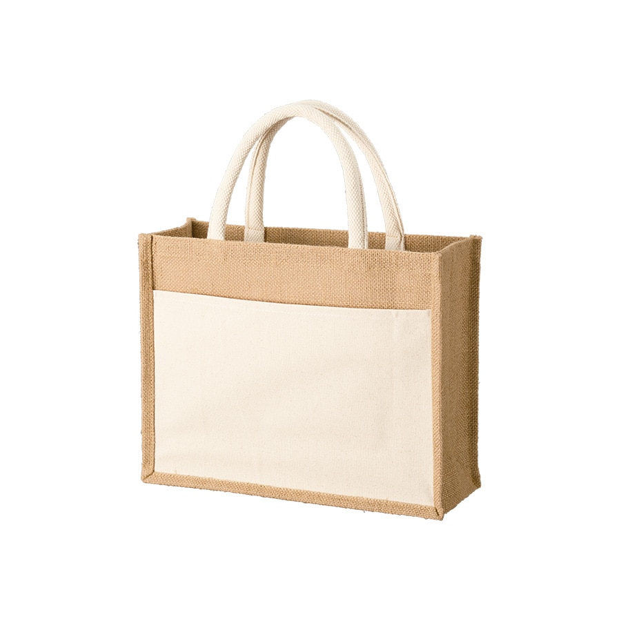 MARKLESS STYLE ジュート＆キャンバス ポケットトート M ナチュラル TR-1215-008 1枚（ご注文単位1枚）【直送品】