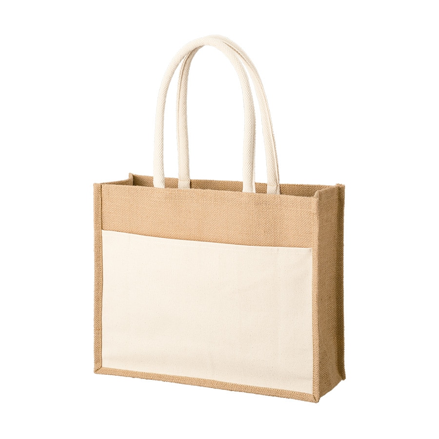 MARKLESS STYLE ジュート&キャンバス ポケットトート L ナチュラル TR-1216-008 1枚(ご注文単位1枚)【直送品】