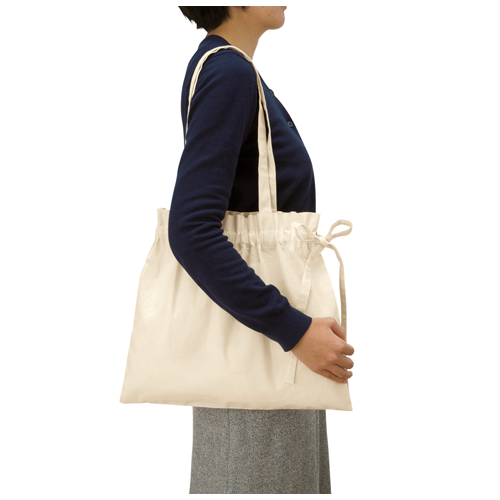 MARKLESS STYLE 厚手コットン ギャザーバッグ ナチュラル TR-0925-008 1枚（ご注文単位1枚）【直送品】