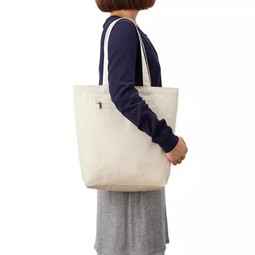 MARKLESS STYLE キャンバス ファスナーポケットトート ナチュラル TR-0974-008 1枚(ご注文単位1枚)【直送品】