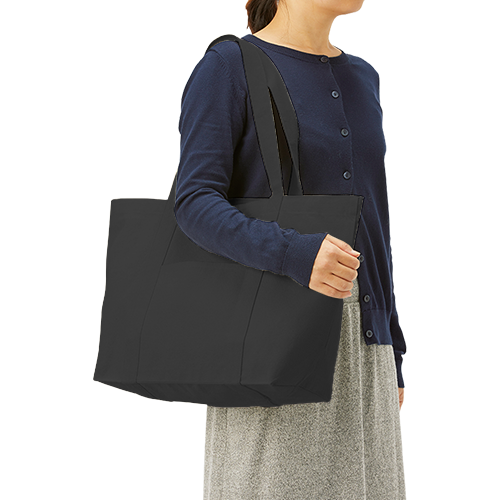 MARKLESS STYLE キャンバス ビッグトート 仕切りポケット付 ナイトブラック TR-1112-009 1枚（ご注文単位1枚）【直送品】