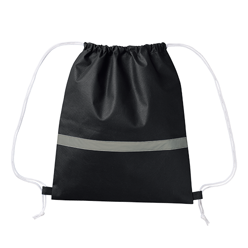 MARKLESS STYLE 不織布 リフレクター付 巾着リュック ナイトブラック TR-1093-009 1枚（ご注文単位1枚）【直送品】