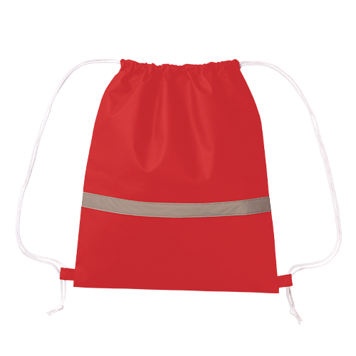 MARKLESS STYLE 不織布 リフレクター付 巾着リュック レッド TR-1093-002 1枚（ご注文単位1枚）【直送品】