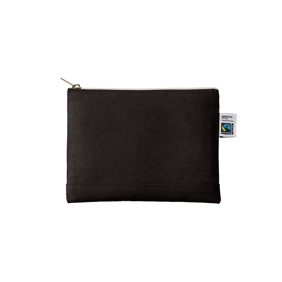 MARKLESS STYLE フェアトレード コットンキャンバスフラットポーチ S ナイトブラック TF-0008-009 1個（ご注文単位1個）【直送品】