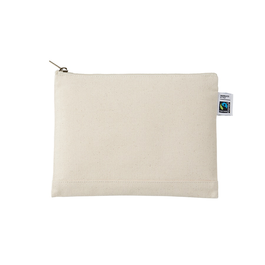 MARKLESS STYLE フェアトレード コットンキャンバスフラットポーチ M ナチュラル TF-0009-008 1個(ご注文単位1個)【直送品】