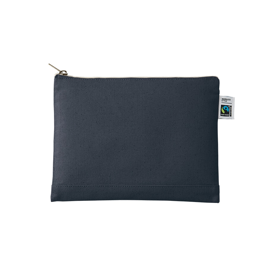 MARKLESS STYLE フェアトレード コットンキャンバスフラットポーチ M ネイビー TF-0009-006 1個(ご注文単位1個)【直送品】