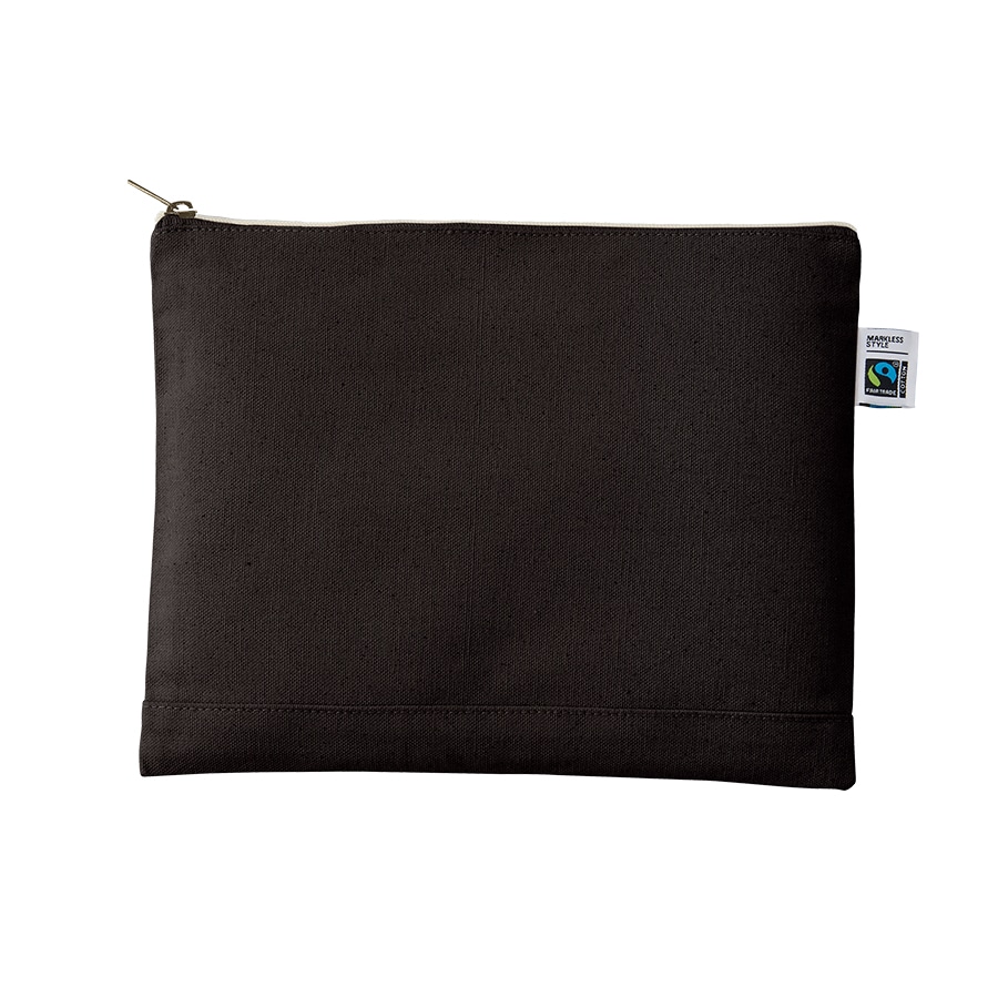 MARKLESS STYLE フェアトレード コットンキャンバスフラットポーチ L ナイトブラック TF-0010-009 1個（ご注文単位1個）【直送品】