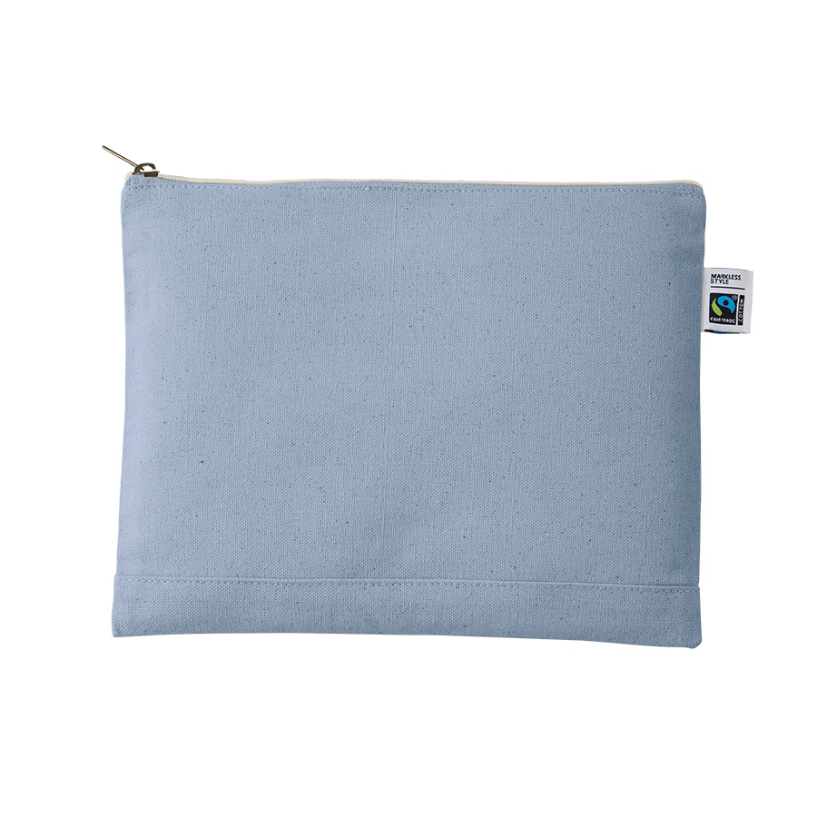 MARKLESS STYLE フェアトレード コットンキャンバスフラットポーチ L スモークブルー TF-0010-034 1個(ご注文単位1個)【直送品】