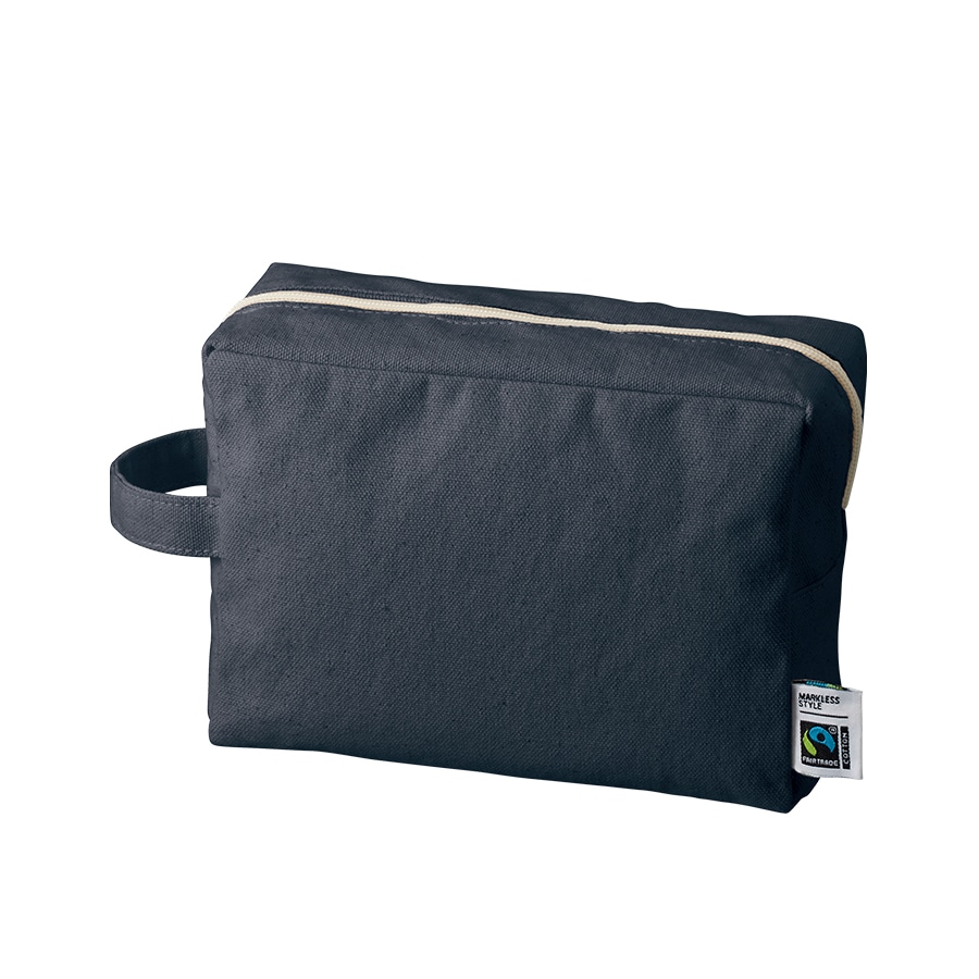 >MARKLESS STYLE フェアトレード コットンキャンバスファスナーポーチ L ネイビー TF-0015-006 1個(ご注文単位1個)【直送品】