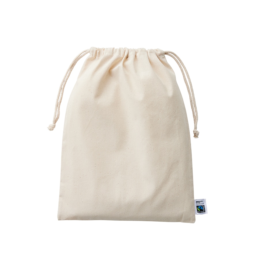 MARKLESS STYLE フェアトレード コットン巾着 L ナチュラル TF-0007-008 1枚（ご注文単位1枚）【直送品】