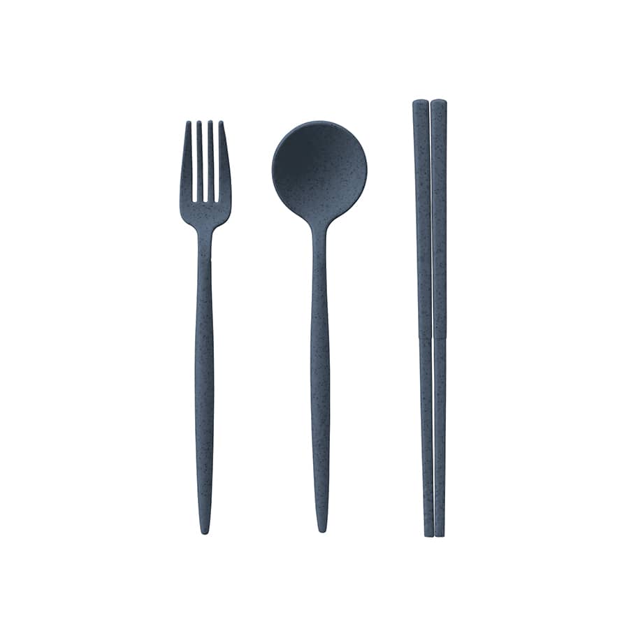 MARKLESS STYLE カトラリーセット 麦わら入タイプロング 3点 スモークネイビー TS-1730-006 1個（ご注文単位1個）【直送品】
