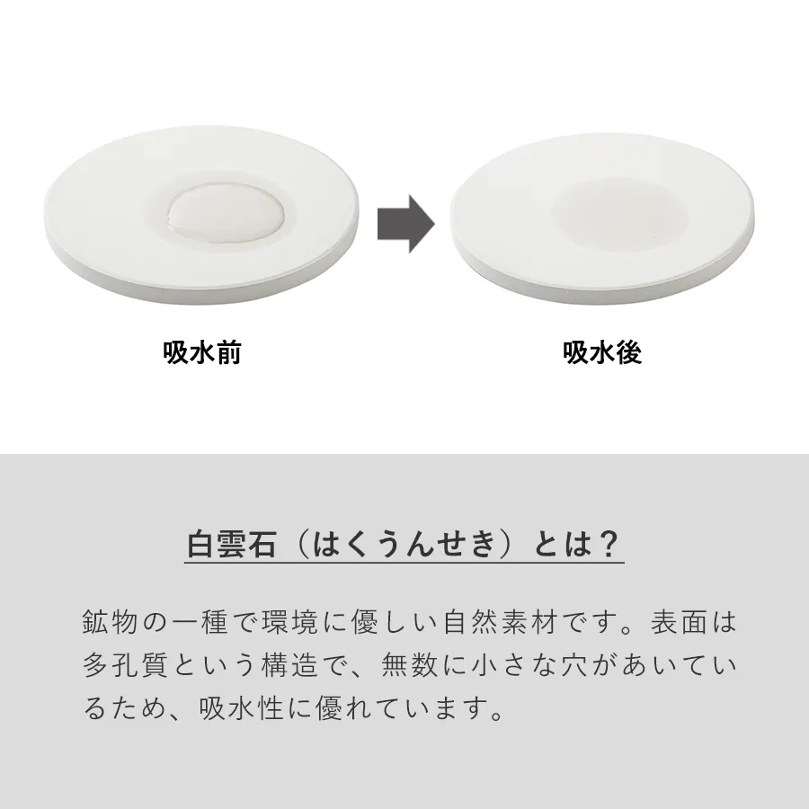 MARKLESS STYLE 白雲石入り 吸水コースター ラウンド ホワイト TS-1658-044 1個（ご注文単位1個）【直送品】