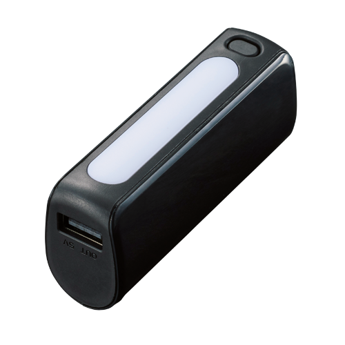 MARKLESS STYLE LEDライト付モバイルチャージャー 2200mAh ブラック TS-1562-009 1個（ご注文単位1個）【直送品】