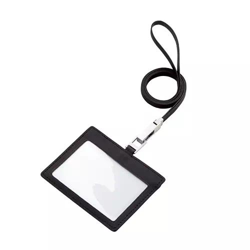 MARKLESS STYLE レザーIDカードホルダー ネックストラップ付 リアルブラック TS-0372-009 1個（ご注文単位1個）【直送品】