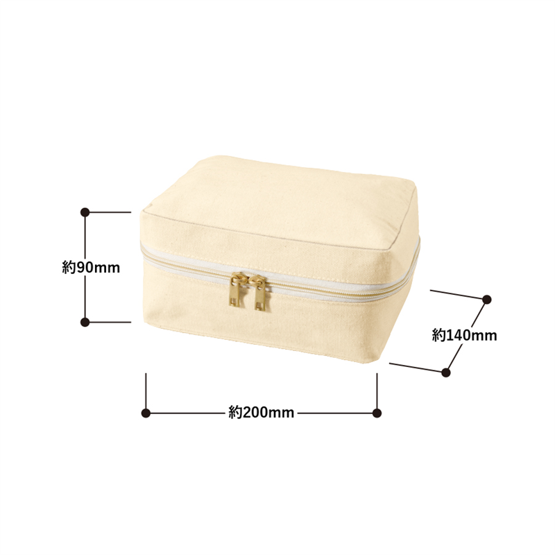 MARKLESS STYLE キャンバススクエアファスナーポーチ M ナチュラル TP-0010-008 1個（ご注文単位1個）【直送品】