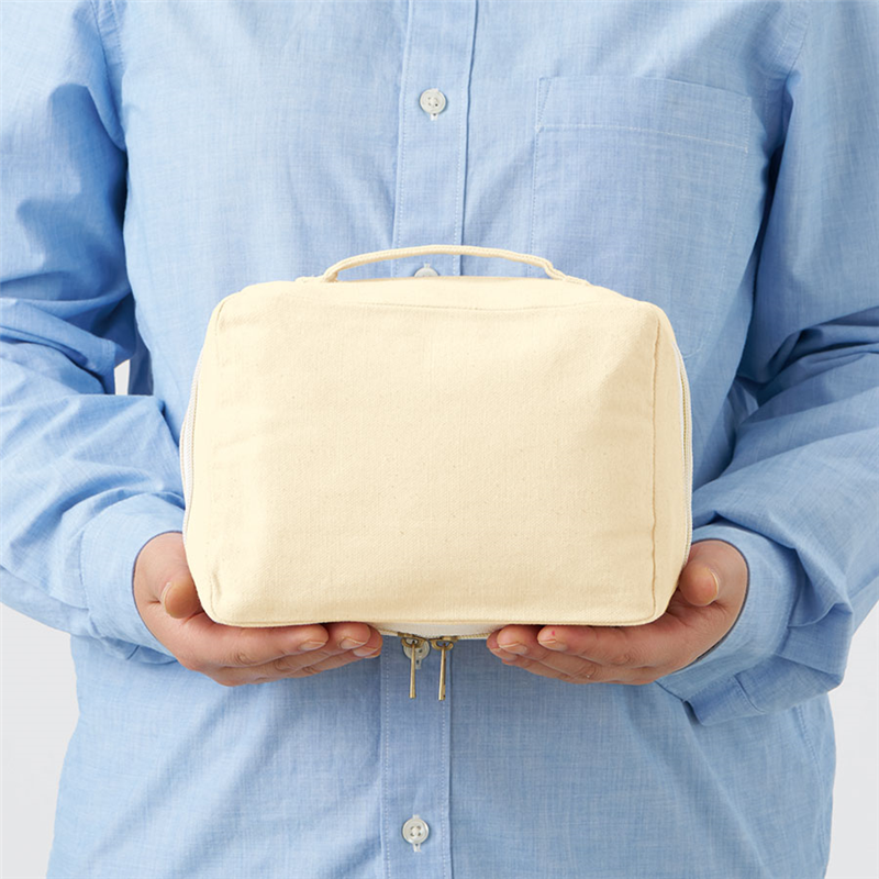 MARKLESS STYLE キャンバススクエアファスナーポーチ M ナチュラル TP-0010-008 1個（ご注文単位1個）【直送品】