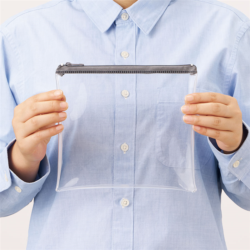 MARKLESS STYLE カラーファスナークリアポーチ M ホワイト TP-0043-044 1個（ご注文単位1個）【直送品】