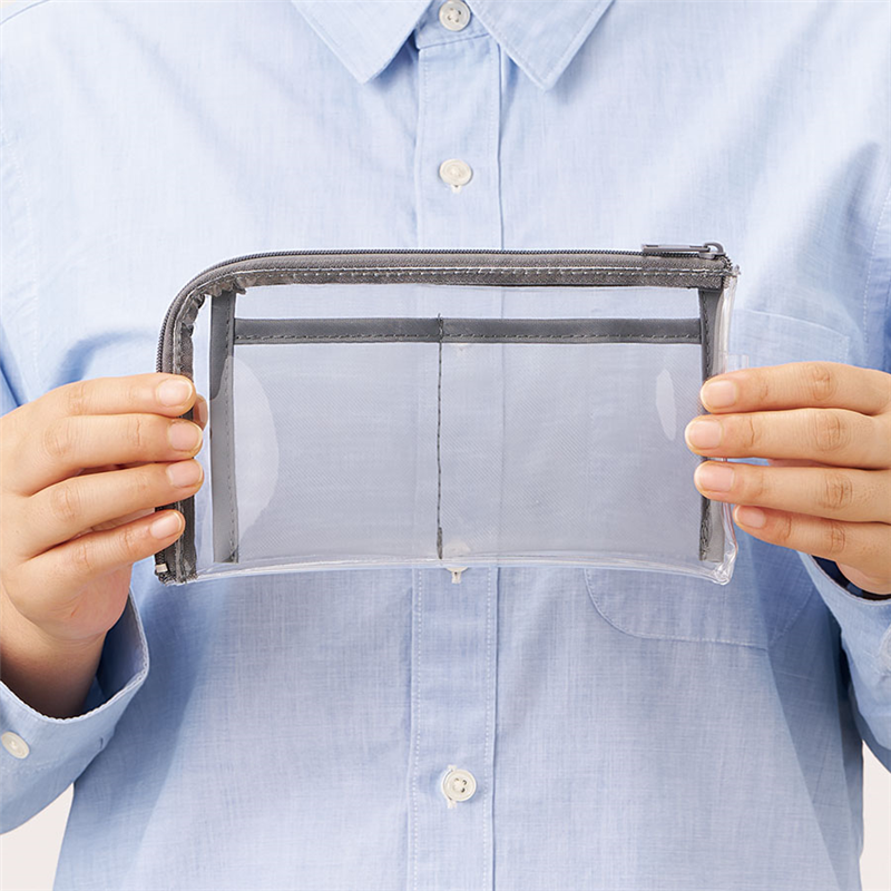 MARKLESS STYLE メッシュポケットクリアロングポーチ ブラック TP-0041-009 1個(ご注文単位1個)【直送品】