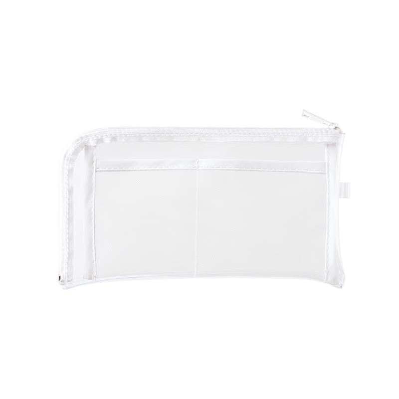 MARKLESS STYLE メッシュポケットクリアロングポーチ ホワイト TP-0041-044 1個(ご注文単位1個)【直送品】