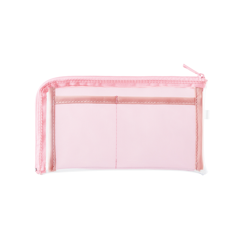 MARKLESS STYLE メッシュポケットクリアロングポーチ ライトピンク TP-0041-030 1個(ご注文単位1個)【直送品】