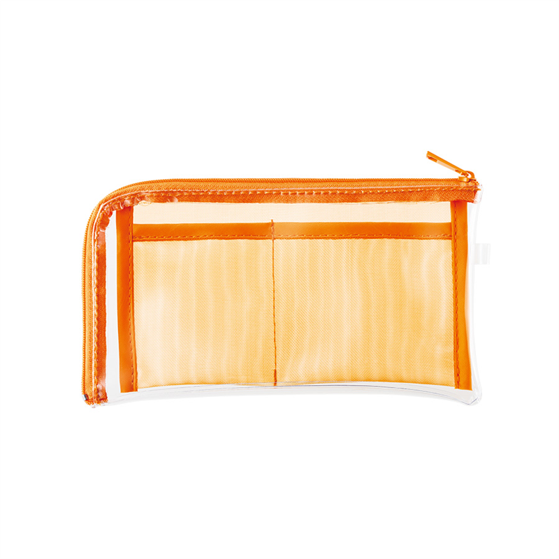MARKLESS STYLE メッシュポケットクリアロングポーチ オレンジ TP-0041-003 1個(ご注文単位1個)【直送品】