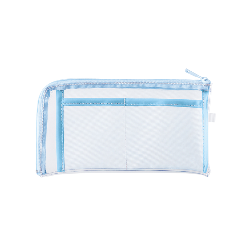 MARKLESS STYLE メッシュポケットクリアロングポーチ ライトブルー TP-0041-034 1個(ご注文単位1個)【直送品】