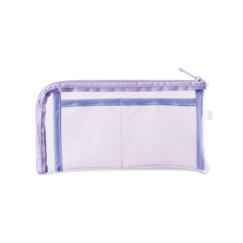 MARKLESS STYLE メッシュポケットクリアロングポーチ パープル TP-0041-013 1個(ご注文単位1個)【直送品】