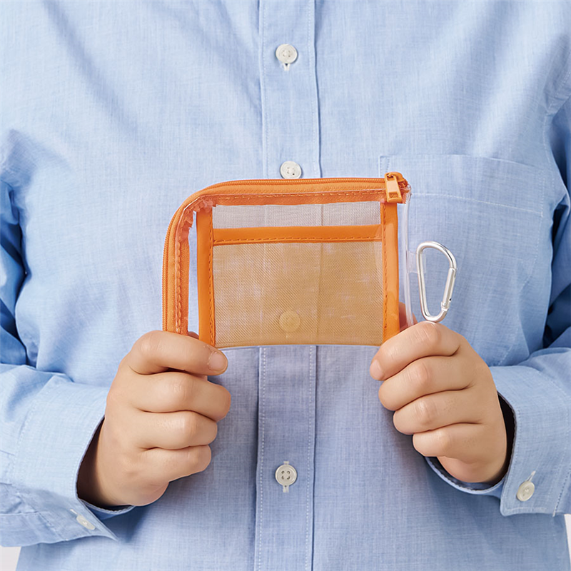 MARKLESS STYLE メッシュポケットクリアミニポーチ カラビナ付 OL TP-0040-045 1個(ご注文単位1個)【直送品】