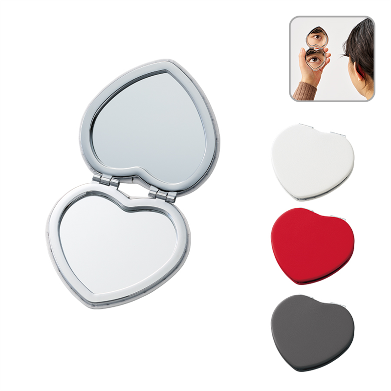 MARKLESS STYLE 全面印刷できる合皮コンパクトミラー ハート WT TM-0077-044 1個（ご注文単位1個）【直送品】
