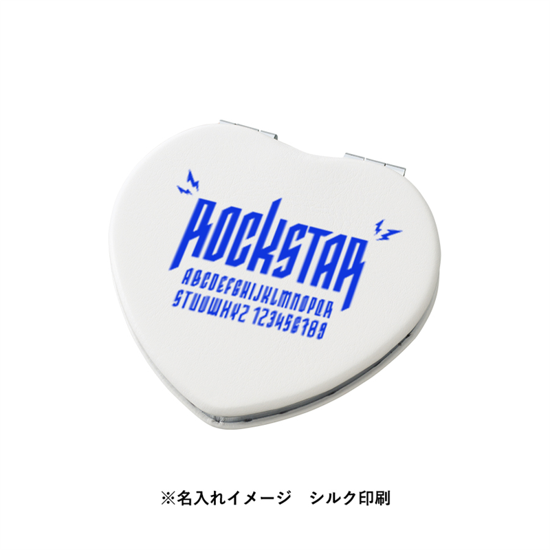 MARKLESS STYLE 全面印刷できる合皮コンパクトミラー ハート WT TM-0077-044 1個（ご注文単位1個）【直送品】