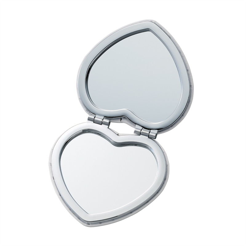 MARKLESS STYLE 全面印刷できる合皮コンパクトミラー ハート WT TM-0077-044 1個（ご注文単位1個）【直送品】