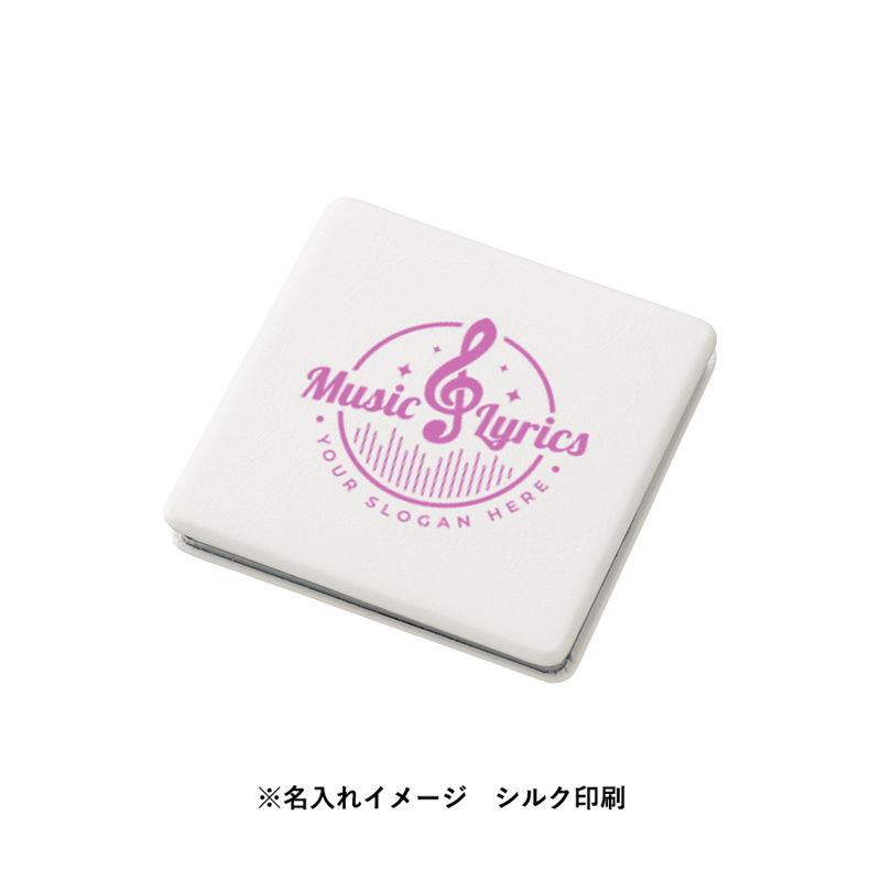 MARKLESS STYLE 全面印刷できる合皮コンパクトミラー スクエア BK TM-0076-009 1個(ご注文単位1個)【直送品】