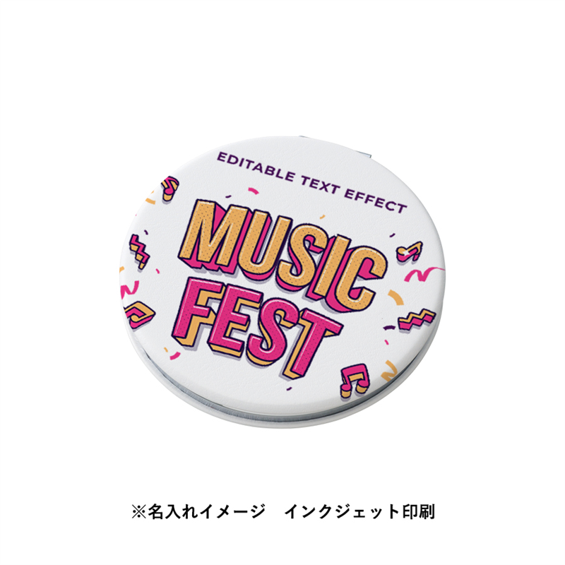 MARKLESS STYLE 全面印刷できる合皮コンパクトミラー ラウンド BK TM-0075-009 1個(ご注文単位1個)【直送品】