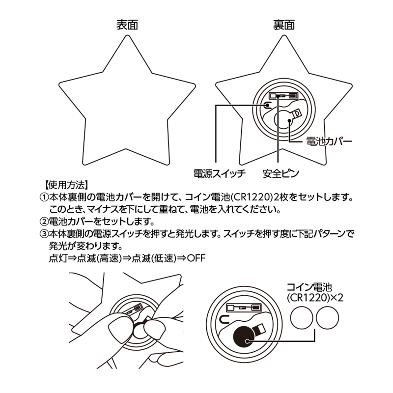 MARKLESS STYLE ライティングバッジ 星形 TX-0004-004 1個（ご注文単位1個）【直送品】