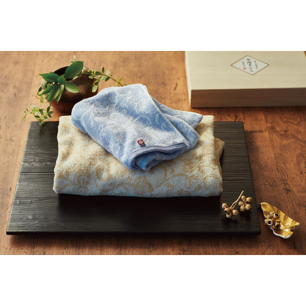 シャディ 今治きらら バス・ハンドタオルセット(木箱入) 1個(ご注文単位1個) 【直送品】