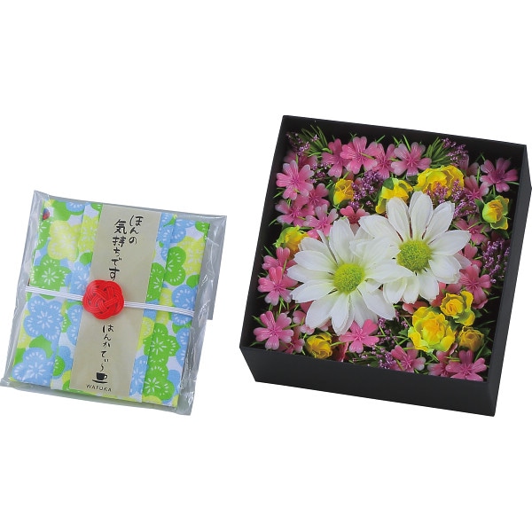 シャディ ほんの気持ちシリーズ　ＢＯＸフラワー（ハンカチ・紅茶付） 1個(ご注文単位1個)  【直送品】