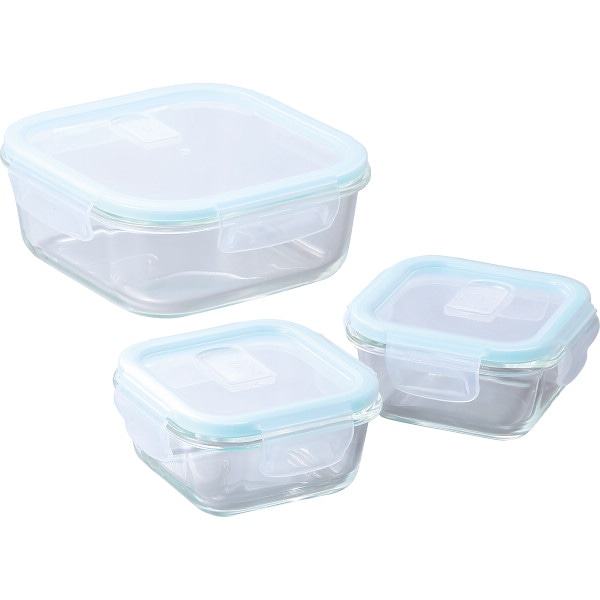 シャディ 耐熱ガラス容器角型３点セット　大 1個(ご注文単位1個)  【直送品】