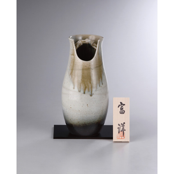 シャディ 信楽焼　織部窯変手桶花瓶 1個(ご注文単位1個)  【直送品】