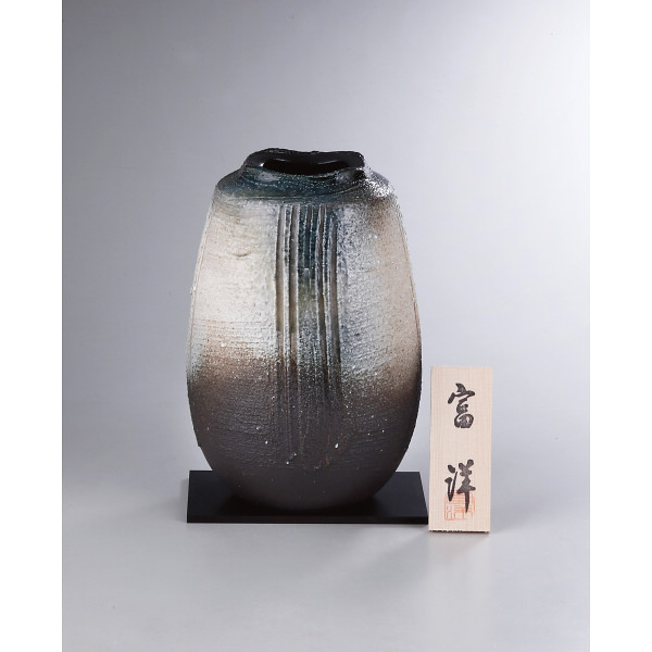 シャディ 信楽焼　白泥青窯変花瓶 1個(ご注文単位1個)  【直送品】