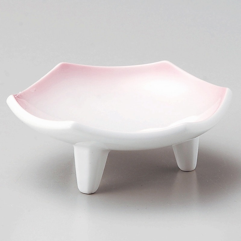 金正陶器 ピンク吹き三ッ足高台六角皿 1個(ご注文単位1個)【直送品】