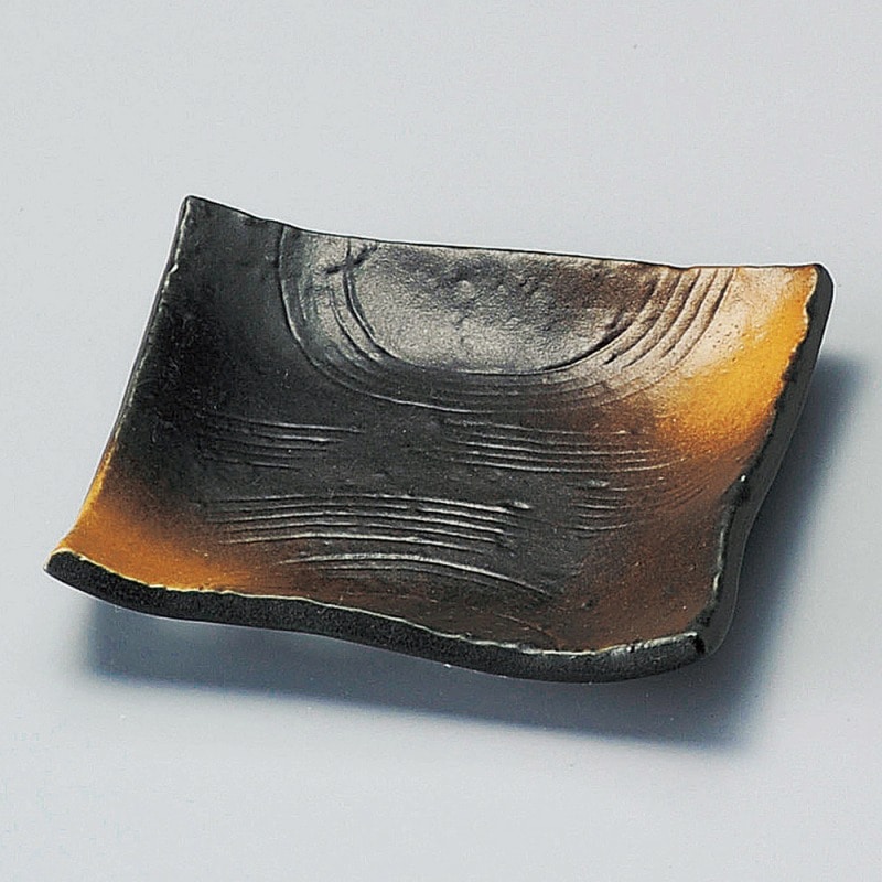 金正陶器 備前吹(松花堂兼用)角小皿 1個(ご注文単位1個)【直送品】