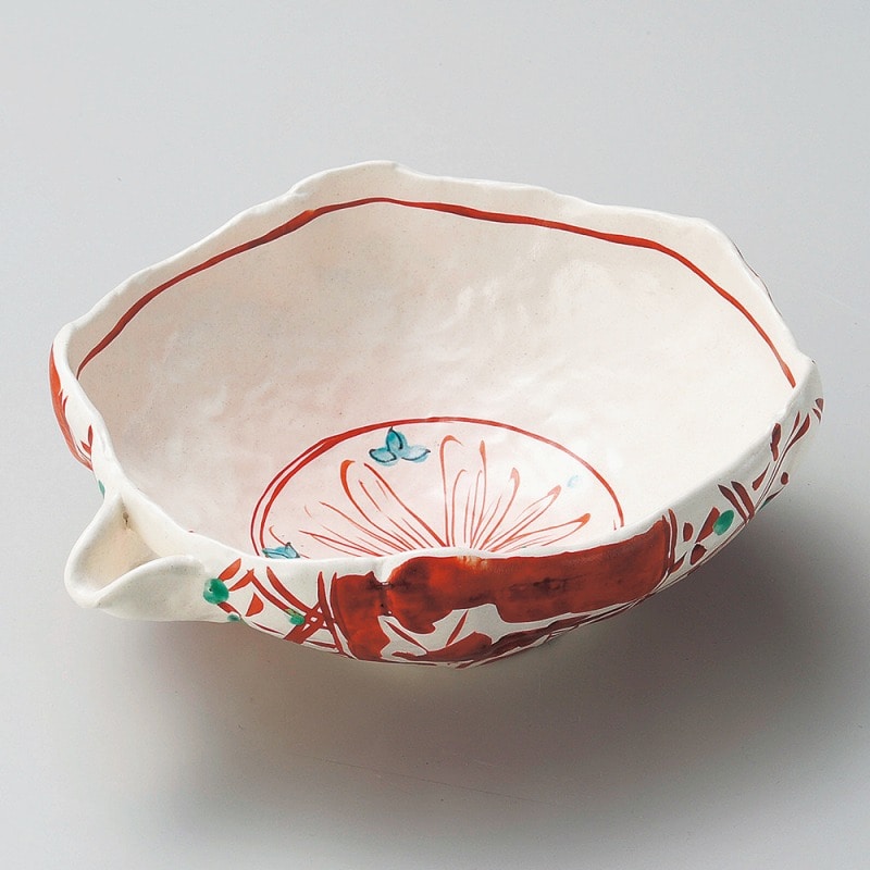 金正陶器 志野赤絵片口8.0鉢 1個（ご注文単位1個）【直送品】