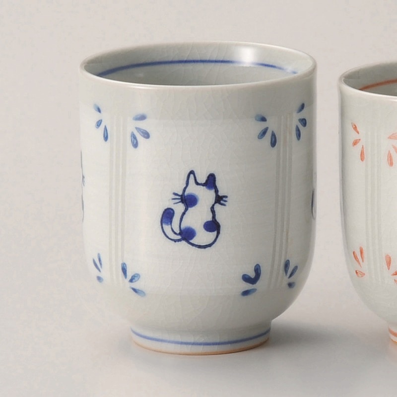 金正陶器 せねこ湯呑青 1個(ご注文単位1個)【直送品】