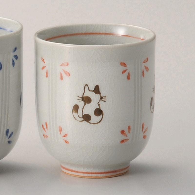 金正陶器 せねこ湯呑赤 1個(ご注文単位1個)【直送品】