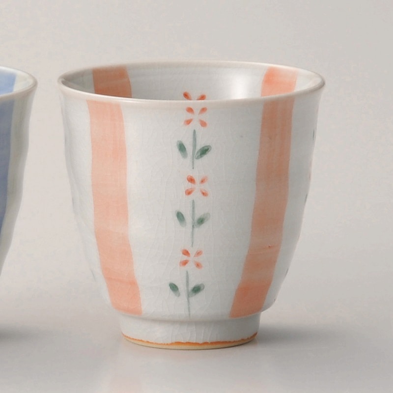 金正陶器 花十草湯呑赤 1個(ご注文単位1個)【直送品】