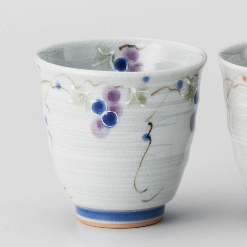金正陶器 三彩ぶどう青長湯呑 1個(ご注文単位1個)【直送品】