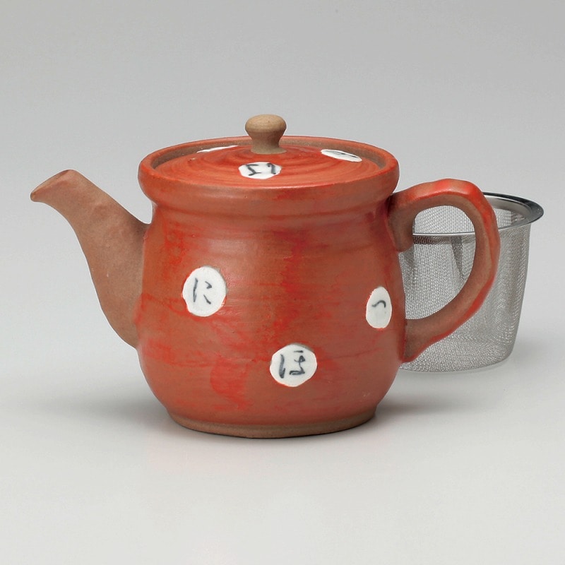 金正陶器 赤いろはポット(茶コシ付) 1個(ご注文単位1個)【直送品】