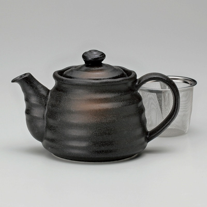 金正陶器 黒釉ポット(茶こし付) 1個(ご注文単位1個)【直送品】